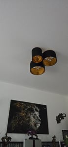 Lindby Deckenleuchte Laurenz, 5-flg., schwarz/gold, Textil Kunden-Foto 1