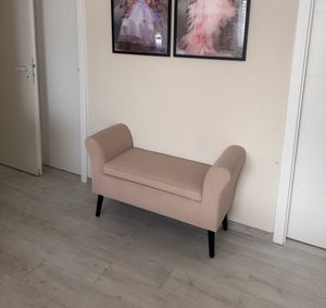 HOMCOM lavica 838-172BG, čalúnená lavica, s úložným priestorom, podrúčky, béžová, 111,5 x 41 x 65 cm - A Fotografia od zákazníka č. 1