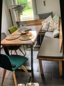 Bankauflage 120 x 40 cm, hellgrau, Unterseite Antirutsch, Bankkissen, Sitzkissen für Fensterbank, Bezug waschbar, sleepling Kunden-Foto 3