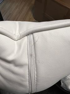 Bürostuhl mit Fußstütze - Ergonomischer Schreibtischstuhl mit Lordosenstützkissen - Großer Chefbürostuhl aus Kunstleder mit Hoher Rückenlehne - Weiß Kunden-Foto 2