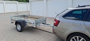 Anhänger Garden Trailer 200 KIPP 200x106 cm 750 kg [mit Hochspriegel, blauer Hochplane und Stützrad] Kunden-Foto 1