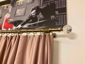 160 cm Zweiläufige Gardinenstange Ø 25/19 mmAntikgold mit Glaskugel Endstücken Doppel Vorhangstange Set Kunden-Foto 1