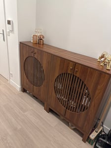 Tribesigns 5-stöckiger Schuhschrank mit runden Lamellentüren, 20 Paar Bauernhaus-Schuhschrank mit verstellbaren Regalen für Eingangsbereich, Flur Kunden-Foto 7