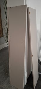 Hangkast badkamer, hoge kast 140x33 cm, kleur kasjmier, materiaal MDF, soft-close sluiting, zwarte handgreep Klantenfoto 3
