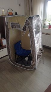 COSTWAY Tragbare Dampfsauna, Saunazelt für 1 oder 2 Personen mit 1000-W-Dampfgenerator (3L) Fußmassagegerät, Timer & Fernbedienung Grau Kunden-Foto 1