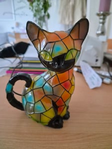 Katzen Lampe, Nachtlicht Siamkatzen mehrfarbig USB, Katzenlampe Mosaik, Nachttischlampe,vintage buntglas lampe,Bedside lamp,Schlafzimmer Deko Geschenk Kunden-Foto 3
