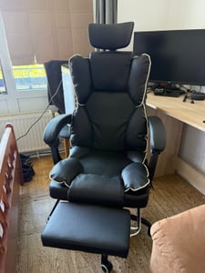 Gaming-Stuhl mit Ventilator, Bürostuhl, Luftkühler und Kühlung – Belüfteter Kühlsitz, mit Liegefunktion,  sanfte Vibrationsmassage, Schwarz Kunden-Foto 37