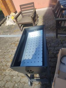 TEENO Chariot à Barbecue de Bois,Grill XXL à Charbon avec Couvercle, Thermomètre,Tiroir à Cendres,Comprend une housse en tissu imperméable Photo du client 2