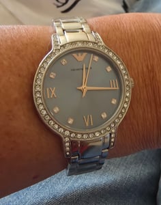 Emporio Armani Damenuhr silber roségold hellblau Kunden-Foto 1