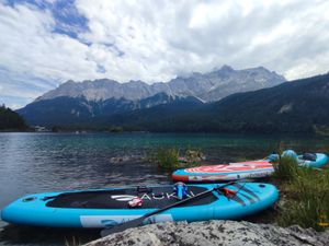 FUNWATER Aufblasbares SUP Board 350x90x15cm, 205kg Hohe Tragfähigkeit, stabiles Paddle Board mit Sitz und Zubehör für Yoga Angeln Touren Kunden-Foto 4