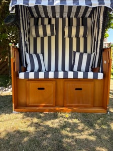 Sedia a sdraio XXL - Sedia a sdraio - in legno e polyrattan (grigio/bianco) Foto del cliente 9