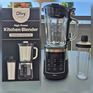Olvy Blender Pro kielichowy, szklany dzbanek 1,5 l, kubek Tritan 600 ml, ekran dotykowy, Pulse, Auto-Clean, smoothie maker i ice crusher Zdjęcie produktu od klienta nr 20