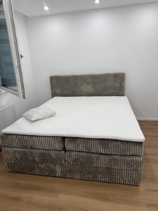 MKS MEBLE Boxspringbett 180x200 Beige Cord, Boxspringbett mit Matratze H3, Bett 180x200 mit Bettkasten and Kopfteil, Doppelbett mit Stauraum, Topper T25, Polsterbett 180x200 - Tiliano King Kunden-Foto 1