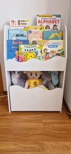 Étagère à livres pour enfants COSTWAY, modèle Montessori à 3 niveaux, en bois, avec tiroir. Étagère de rangement avec bordure, idéale pour les chambres d'enfants et les salles de classe Photo du client 2