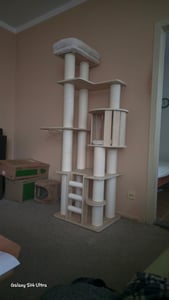COSTWAY, rascador para gatos grande, 185 cm, árbol para gatos con postes gruesos, cueva para gatos, cápsula espacial, zona de descanso y escalera. Rascador para gatos de madera, árbol para escalar de estilo natural Foto del cliente 1