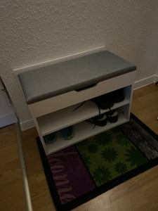 SoBuy Schuhbank mit Sitzfläche & Stauraum, Schuhregal für Flur & Eingangsbereich, Flurbank in Weiß BHT ca.: 60x43x30cm FSR25-HG Kunden-Foto 2