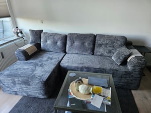 VASAGLE Modulares Sofa, Ecksofa mit Liege rechts, 242 cm breit, vakuumverpackt, keine Montage erforderlich, Schwarz Kunden-Foto 1