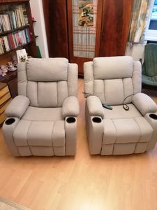 FCH Elektrisch Aufstehhilfe Massagesessel mit Massage Wärmefunktion, Ruhesessel mit Becherhalter, Fernbedienung und Seitentasche, TV Sessel，Schwarz Kunden-Foto 18