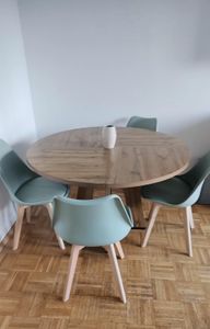 sweeek - 4er-Set skandinavische Stühle mit Holzbeinen  - Seladon Grün Kunden-Foto 1