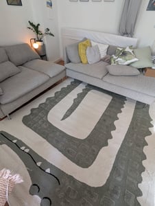 Kinderteppich Krokodil Design Creme Grün Hoch-Tief Effekt weich Größe - 200 x 290 cm Kunden-Foto 1