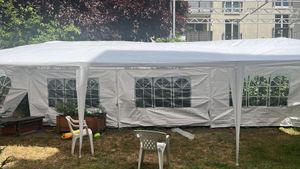FCH 3 x 6 m Garten Pavillon mit 6 Seitenteilen zwei Türen wasserdichtes Zelt mit Spiralschläuchen, weiß Kunden-Foto 6