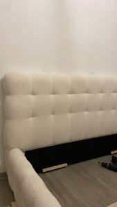 GRAINGOLD Polsterbett 180x200 Twist - Bouclé-Stoff - Polsterbett mit Bettkasten - Doppelbett mit Lattenrost - Creme (Anthology 01) Kunden-Foto 2
