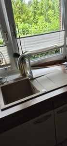 Granitspüle - Spülbecken - Küchenspüle - 86 x 43,5 cm - Beige - Einbauspüle - Hochwertig, Pflegeleicht, Platzsparend, mit Siphon, Cascada 40 Kunden-Foto 5
