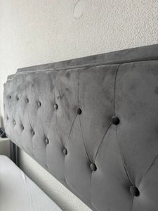 Yaheetech Polsterbett mit höhenverstellbarem Kopfteil Doppelbett 140×200cm Stoffbett Jugendbett Gepolstertes Bett Bettrahmen mit Lattenrost Hellgrau Kunden-Foto 12