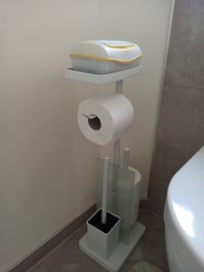 eluno Stand-WC-Garnitur 4in1, WC-Bürste, (Ersatz-)Rollenhalter, Ablage, Bambus/Metall, schwarz Kunden-Foto 1