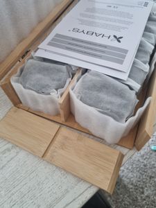Habys Hot Stone Massagestein-Set 64-teilig, aus Basalt, mit Eleganter Bambuskiste, für Wellness Spa Wärmebehandlung und Wärmetherapie, Therapiesteine Kunden-Foto 3
