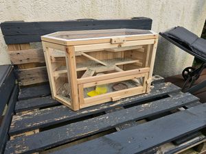 Hamsterkäfig Gino aus Fichtenholz mit Plexiglasfront und Drahtgeflecht 80x40x43 cm Kunden-Foto 1