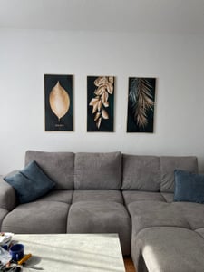 Maľba 120x80 cm zarámované zelené pozadie a zlaté listy obrazy na plátne značkové umelecké výtlačky 4414 Fotografia od zákazníka č. 1