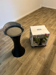 Standaschenbecher für Draußen Aschenbecher Outdoor Wetterfest Stand Aschenbecher für Draussen Standascher Säulenascher für Terrassen Balkone Stehaschenbecher Silber Kunden-Foto 1