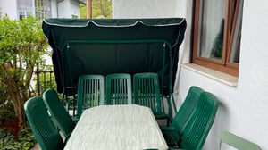 Uniwersalny dach przeciwsłoneczny do huśtawki Hollywood, plandeka dachowa do huśtawki ogrodowej, wymienny dach ok. 210 x 145 cm, beżowy [101] Zdjęcie produktu od klienta nr 1