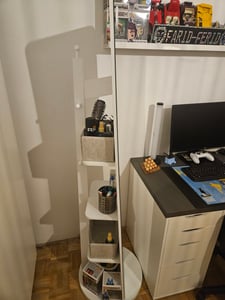 SONGMICS Otočné celotělové zrcadlo s odkládacími policemi, háčky a zvětšovacím zrcátkem, obdélníkové, do ložnice, bílé Fotografie od zákazníka č. 1