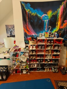 3er-Set Schuhregal, steckbar und zerlegbar, einfaches Schuhaufbewahrungsregal für Flur, Eingang und Schlafzimmer, Orange 9 Ebenen Kunden-Foto 1