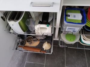 Fiqops 2x 60cm Küchenschublade Schubladen Drahtkorb TeleskopSchublade Ablagen Schrankauszug bis 20kg Kunden-Foto 3