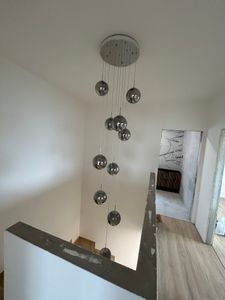 ZMH Pendelleuchte esstisch 15 Flammig Bernstein  Pendellampe Höheverstellbar Kronleuchter Hängeleuchte  Glas für Wohnzimmer Schlafzimmer Küche Flur Kunden-Foto 3