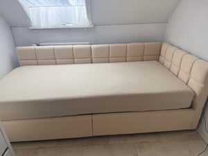 ProximaX Einzelbett 90x200 cm mit Stauraum & LED Beleuchtung, Polsterbett Samt mit Hydraulik-Lift, USB & Type-C Ladeanschluss Kunden-Foto 1