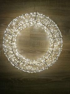 LED-metaalkrans zilver met 960 LED's in warm wit - 36 cm - Decoratieve krans om op te hangen, geschikt voor buiten, met timer Klantenfoto 5
