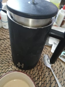 Hanamura French Press - Thermo Kaffeebereiter - Doppelwandig - 1L - Doppelwandig - Schwarz Kunden-Foto 1