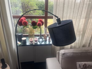 MULISOFT Stehlampe Bogenlampe Dimmbar (12W LED Glühbirne inklusive), 3 Farbtemperaturen, 148-183cm, Standleuchte mit drehbarer Lampenkopf, Marmorfuß, Stehleuchte Vintage für Wohnzimmer Schlafzimmer Kunden-Foto 1