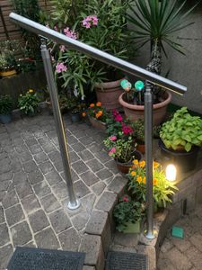 EINFEBEN Treppengeländer 150 cm Geländer Edelstahl Handlauf mit 2 Querstreben, für Balkongeländer innen, Balkon, Hauseingang Geländer und Handläufe Kunden-Foto 1