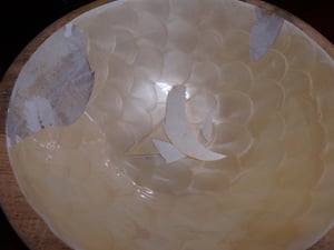 Schüssel 21cm Mango Holz Creme Perlmutt Emaille Schale Bowl Salatschüssel Deko Kunden-Foto 2