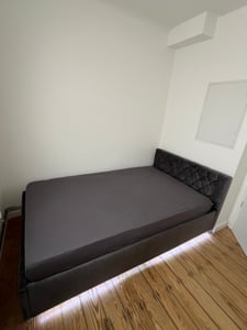 Polsterbett 180x200 - Beige - Bett mit Bettkasten und Lattenrost - Familien Bett - Metallgestell - Gasfedern - Modernes Design - ohne Matratze Kunden-Foto 2