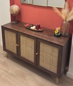 sweeek - Sideboard mit Holzoptik und Rattan-Geflecht B 120 cm - Schwarz Kunden-Foto 7
