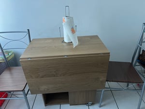 COSTWAY Esstisch klappbar, Küchentisch mit Rollen, Schublade und und 2 Ablagefläche, Klapptisch für 2-4 Personen, Esszimmertisch 120x72x75 cm Braun Kunden-Foto 1