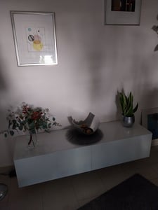 SONNI 140x40x30cm weiß Hochglanz holz hängend TV-Schränke, Wandhängend, bodenstehend Niedriger Schrank Kunden-Foto 1