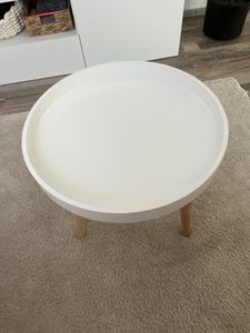 Tavolino in legno 40 x 39 cm - bianco - tavolino con gambe in legno massiccio - tavolino da fiori per divano e telefono Foto del cliente 3