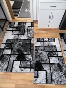 Teppich Grau Wohnzimmer Vintage Kurzflor Geometrisch Abstraktes Muster Grösse 160x230 cm Kunden-Foto 1